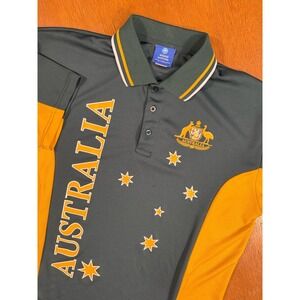 Joey Roo Australia Rugby Polo Shirt Men's 2XL Green Gold Kangaroo Crest